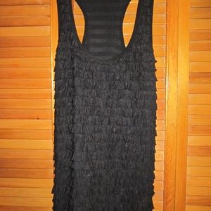 Black Ruffled Tank Top